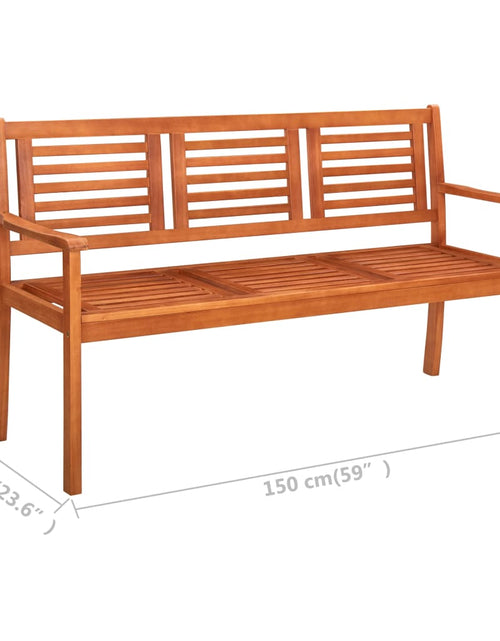 Încărcați imaginea în vizualizatorul Galerie, Bancă grădină 3 locuri, cu pernă, 150 cm, lemn masiv eucalipt - Lando
