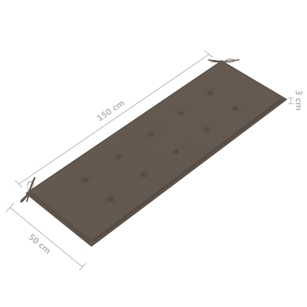 Bancă grădină cu 3 locuri cu pernă, 150 cm, gri, lemn eucalipt