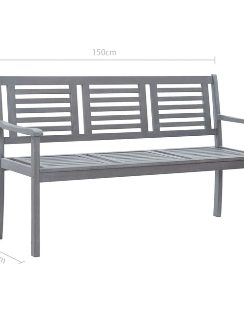 Загрузите изображение в средство просмотра галереи, Bancă grădină 3 locuri, cu pernă, 150 cm, gri, lemn de eucalipt - Lando
