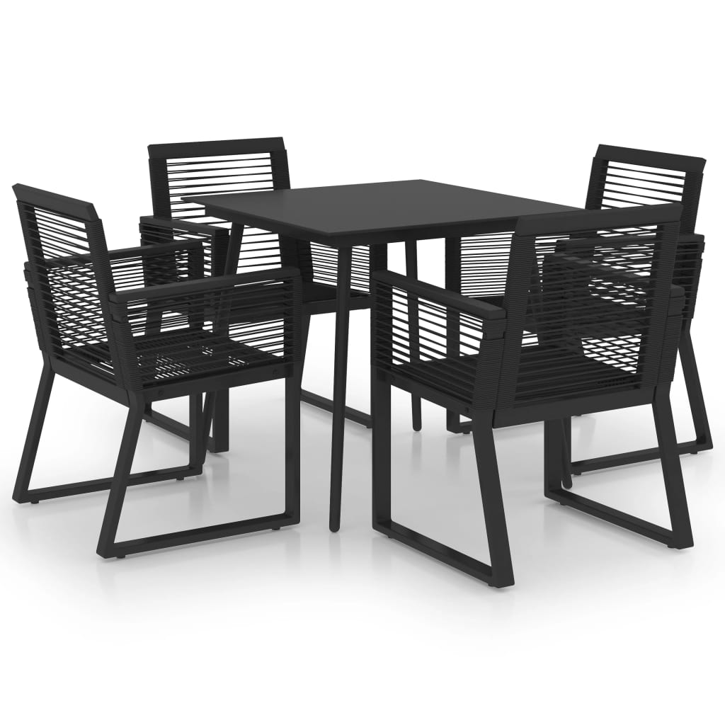 Set mobilier de exterior, 5 piese, negru, ratan PVC