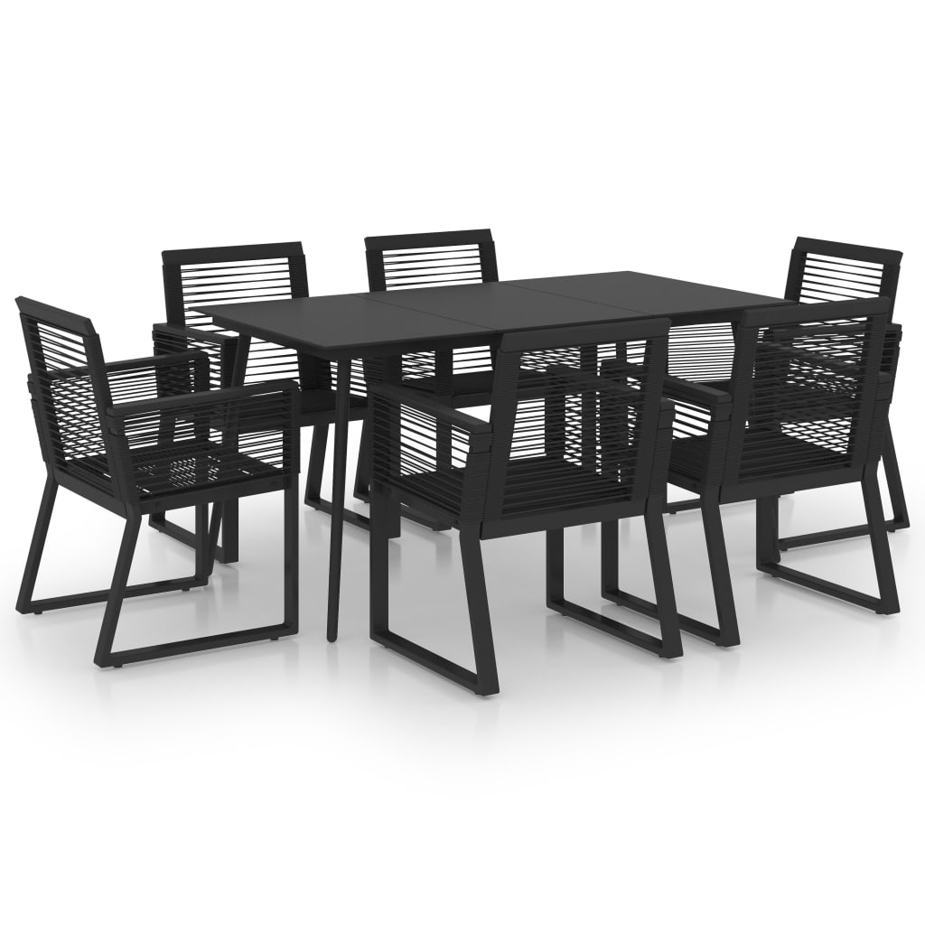 Set mobilier de exterior, 7 piese, negru, ratan PVC