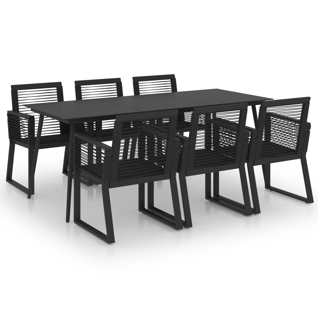 Set mobilier de exterior, 7 piese, negru, ratan PVC