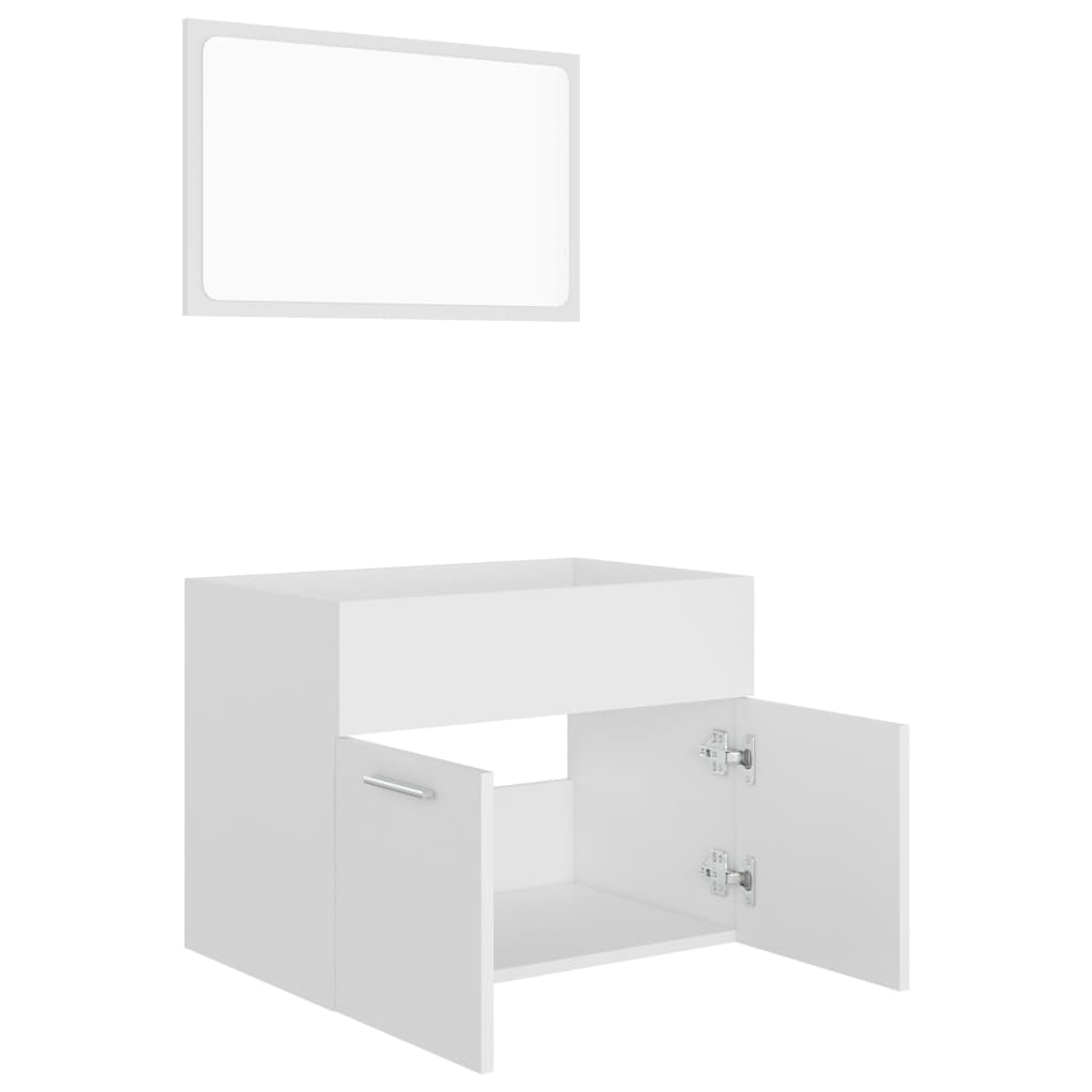 Set mobilier de baie, 2 piese, alb, PAL