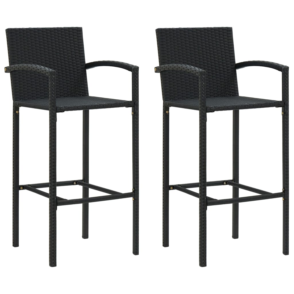 Set mobilier bar de grădină, 3 piese, negru, poliratan