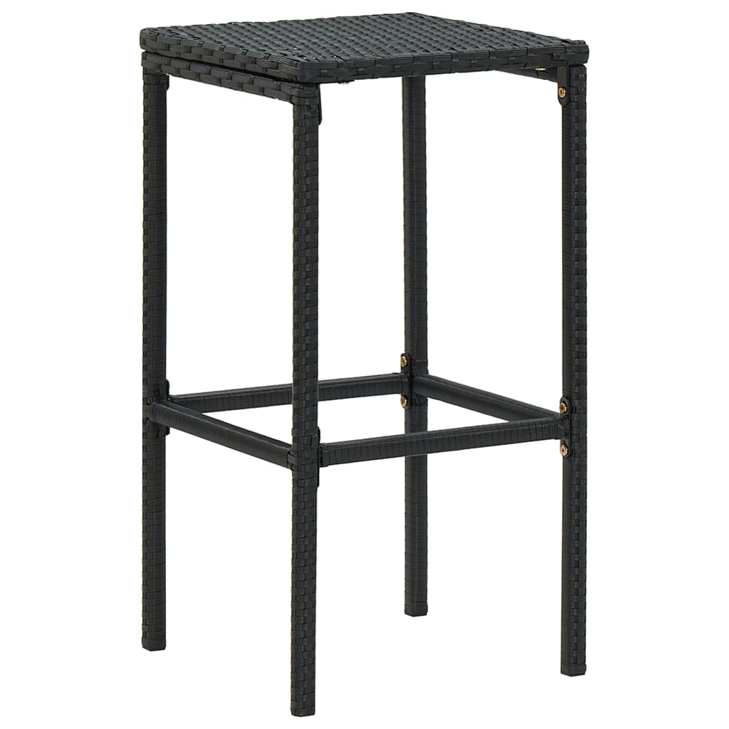 Set mobilier bar de grădină cu perne, 3 piese, negru, poliratan