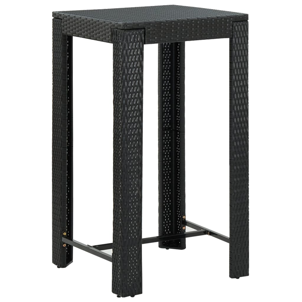 Set mobilier bar de grădină cu perne, 5 piese, negru, poliratan