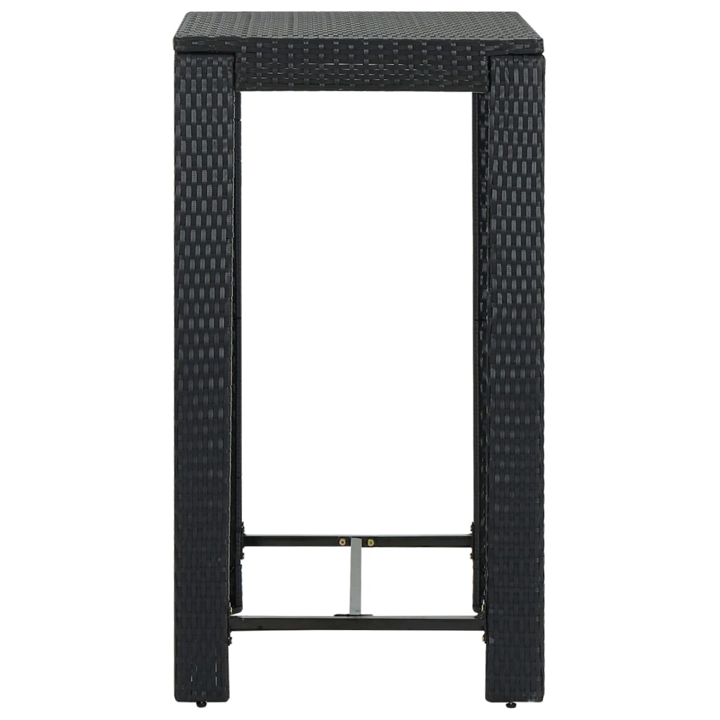 Set mobilier bar de grădină cu perne, 5 piese, negru, poliratan