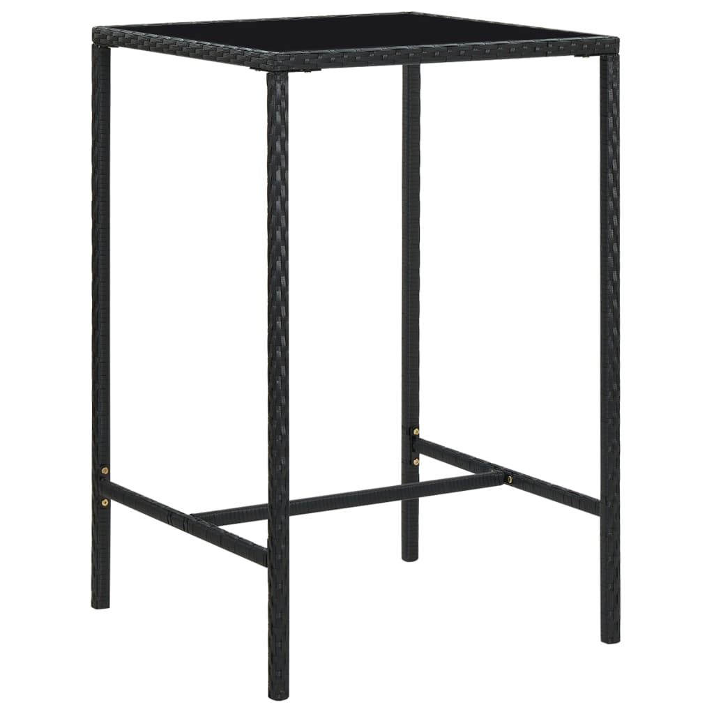 Set mobilier bar de grădină cu perne, 5 piese, negru, poliratan