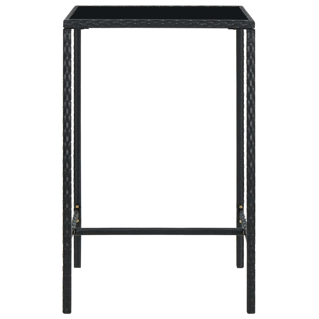 Set mobilier bar de grădină cu perne, 5 piese, negru, poliratan