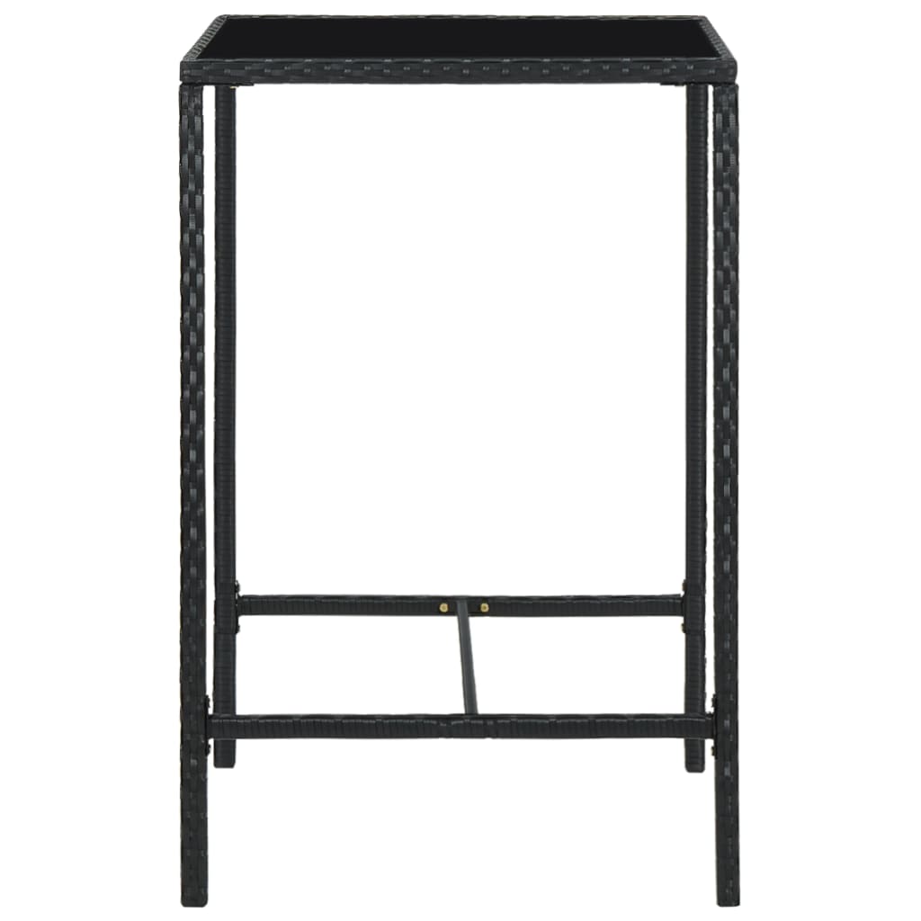 Set mobilier bar de grădină cu perne, 5 piese, negru, poliratan