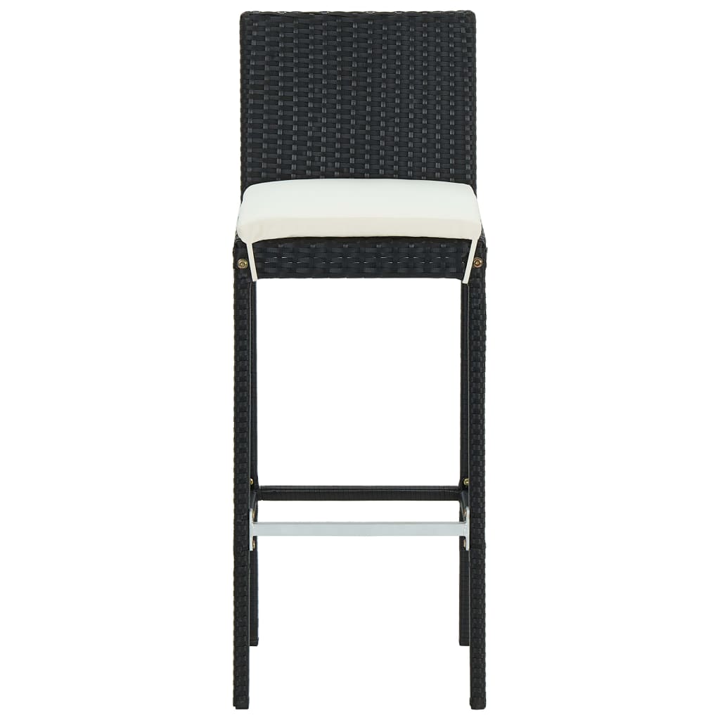 Set mobilier bar de grădină cu perne, 5 piese, negru, poliratan