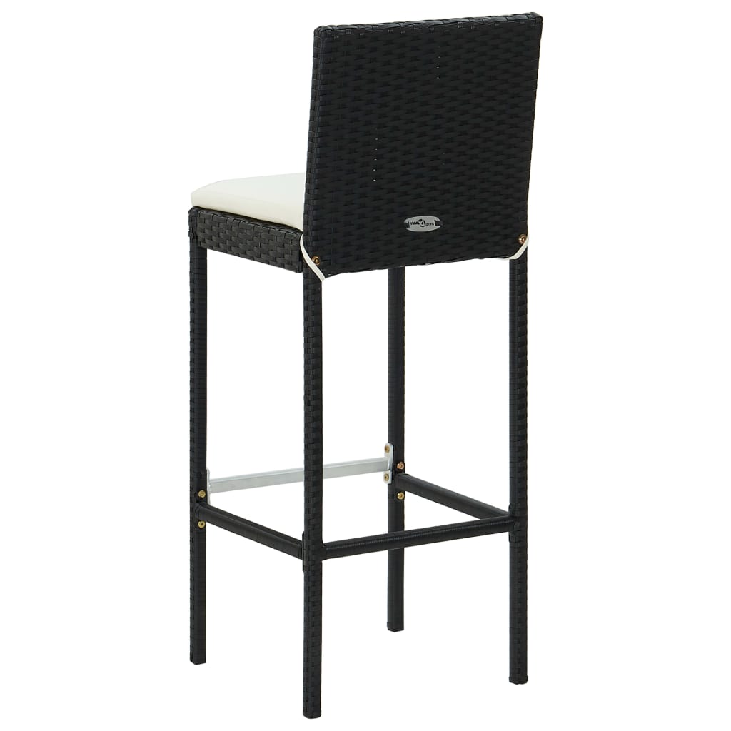 Set mobilier bar de grădină cu perne, 5 piese, negru, poliratan