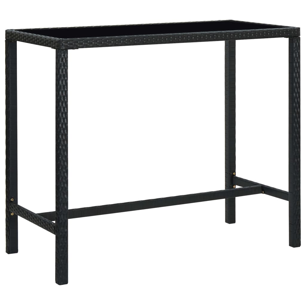 Set mobilier bar de grădină cu perne, 5 piese, negru, poliratan