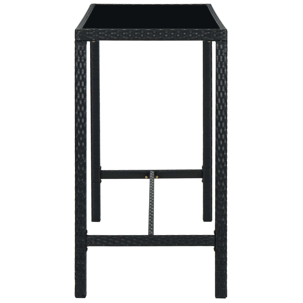 Set mobilier bar de grădină cu perne, 5 piese, negru, poliratan