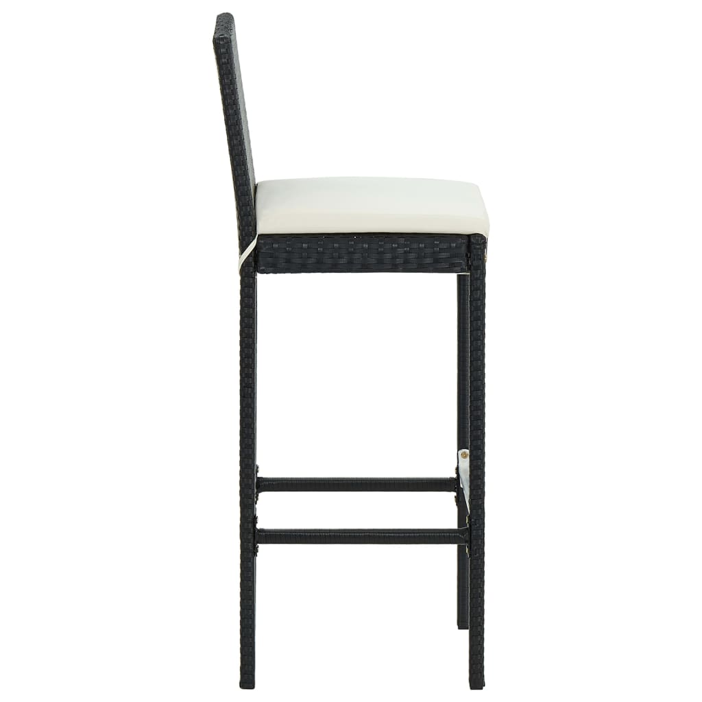 Set mobilier bar de grădină cu perne, 5 piese, negru, poliratan