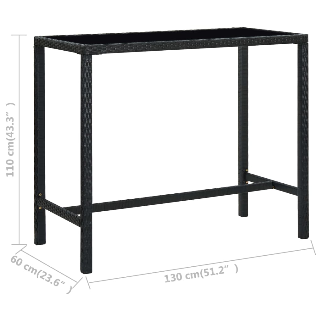 Set mobilier bar de grădină cu perne, 5 piese, negru, poliratan