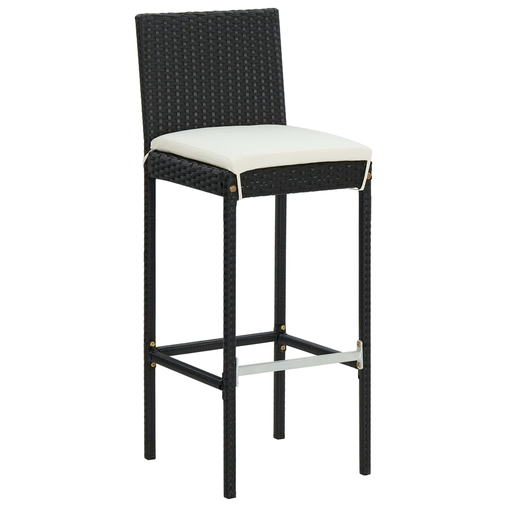 Set mobilier bar de grădină cu perne, 7 piese, negru, poliratan