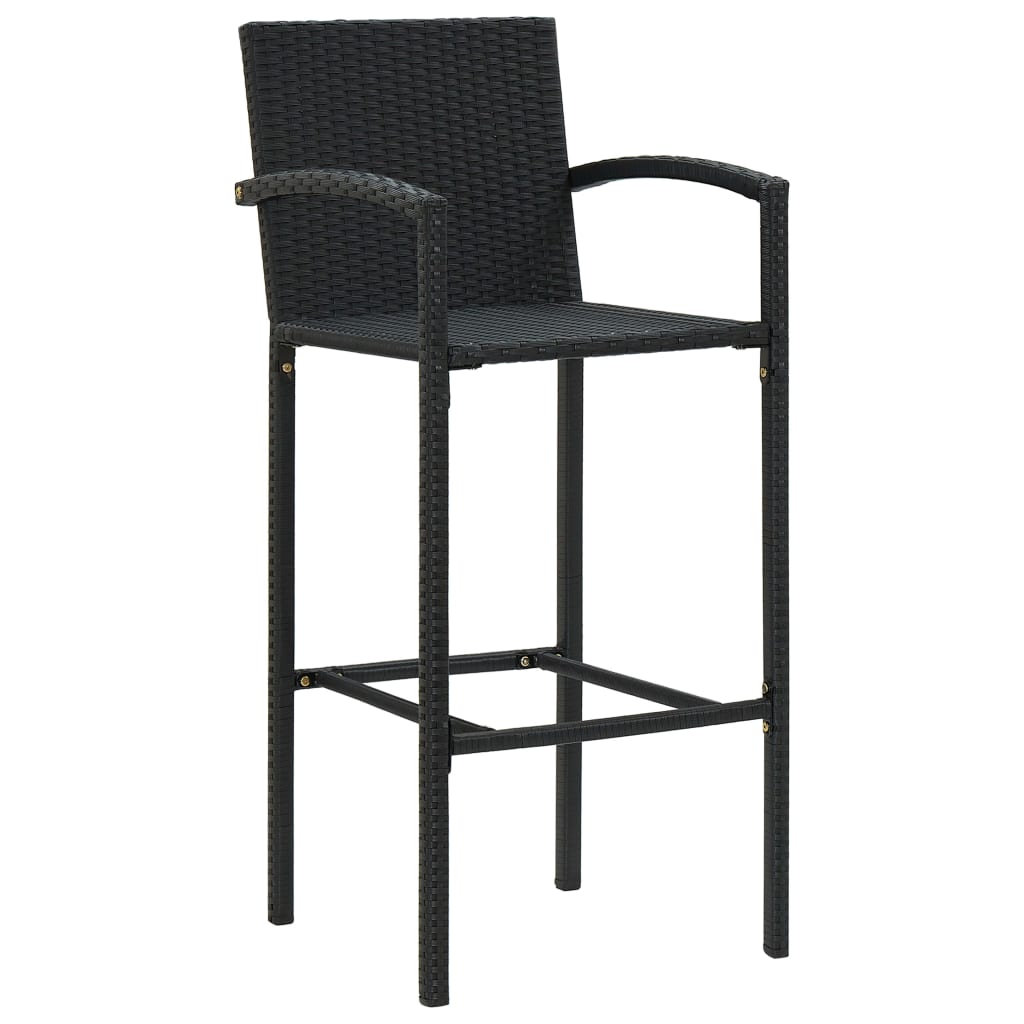 Set mobilier bar de grădină, 3 piese, negru, poliratan