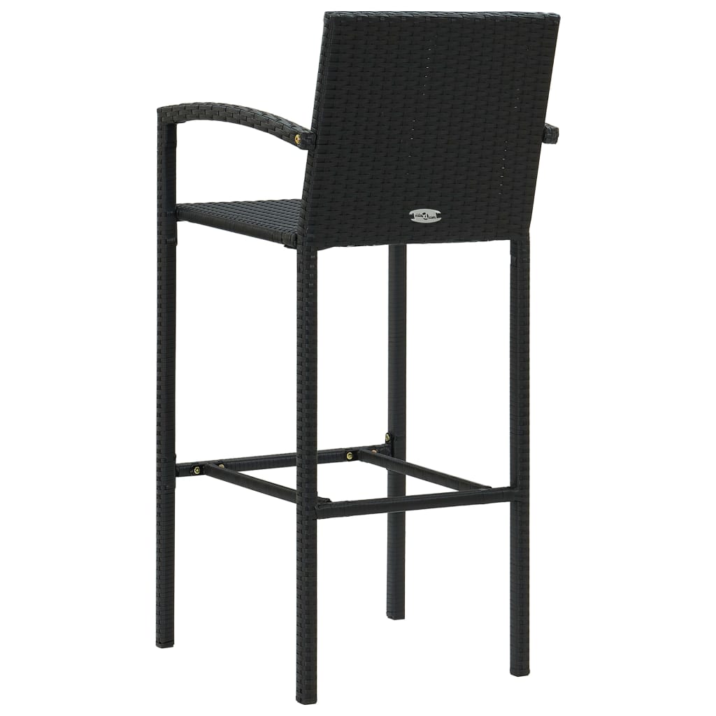 Set mobilier bar de grădină, 3 piese, negru, poliratan