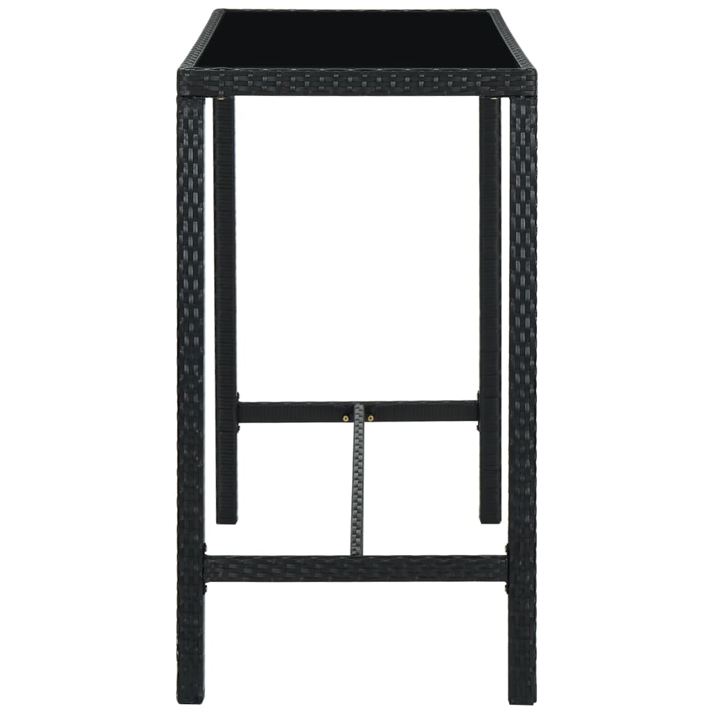 Set mobilier bar de grădină, 7 piese, negru, poliratan