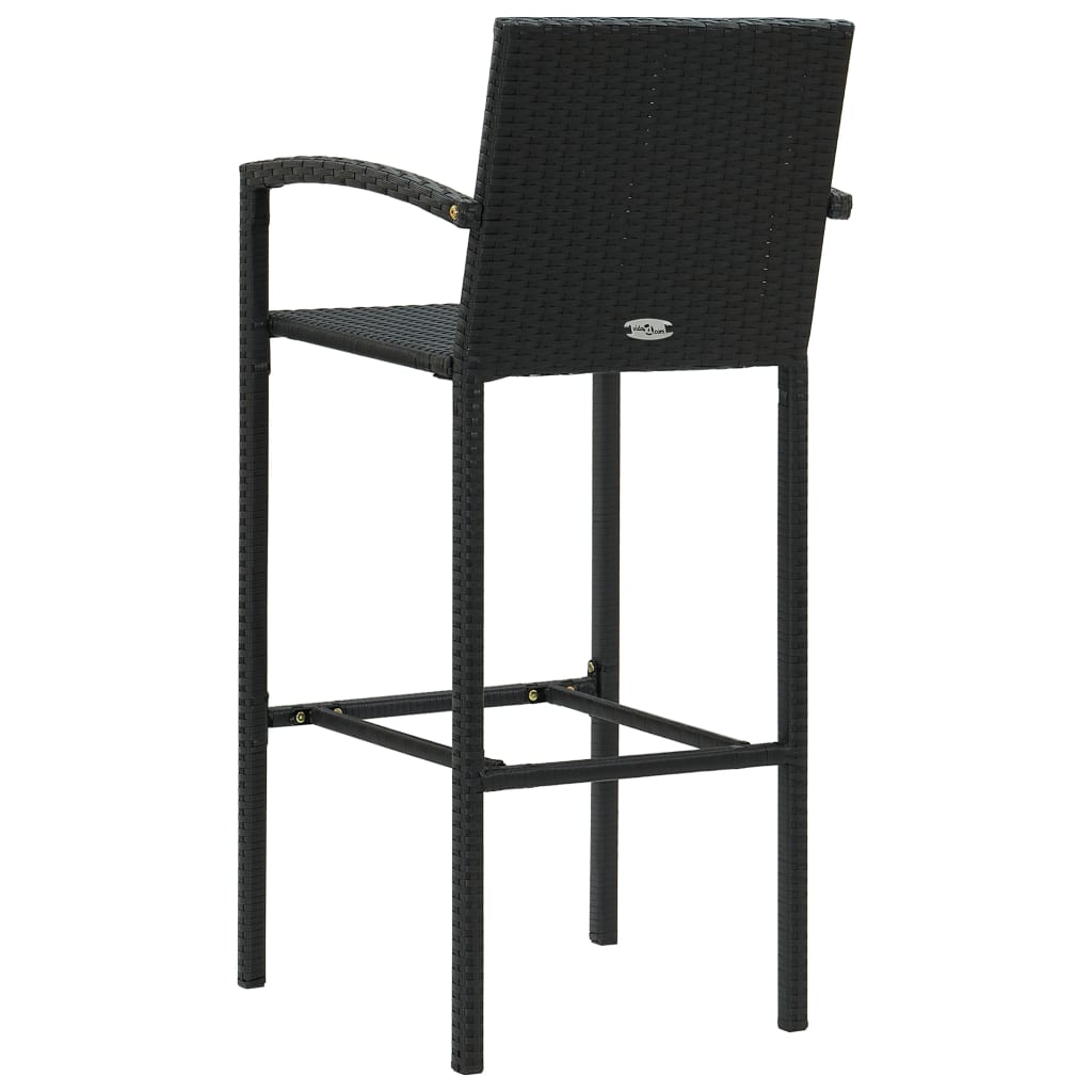 Set mobilier bar de grădină, 7 piese, negru, poliratan