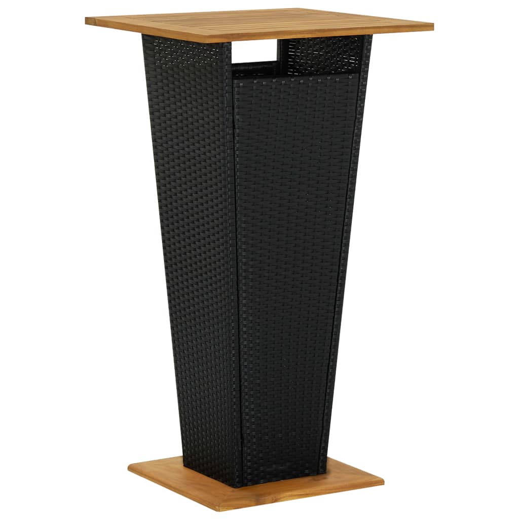 Set mobilier bar de grădină cu perne, 5 piese, negru, poliratan