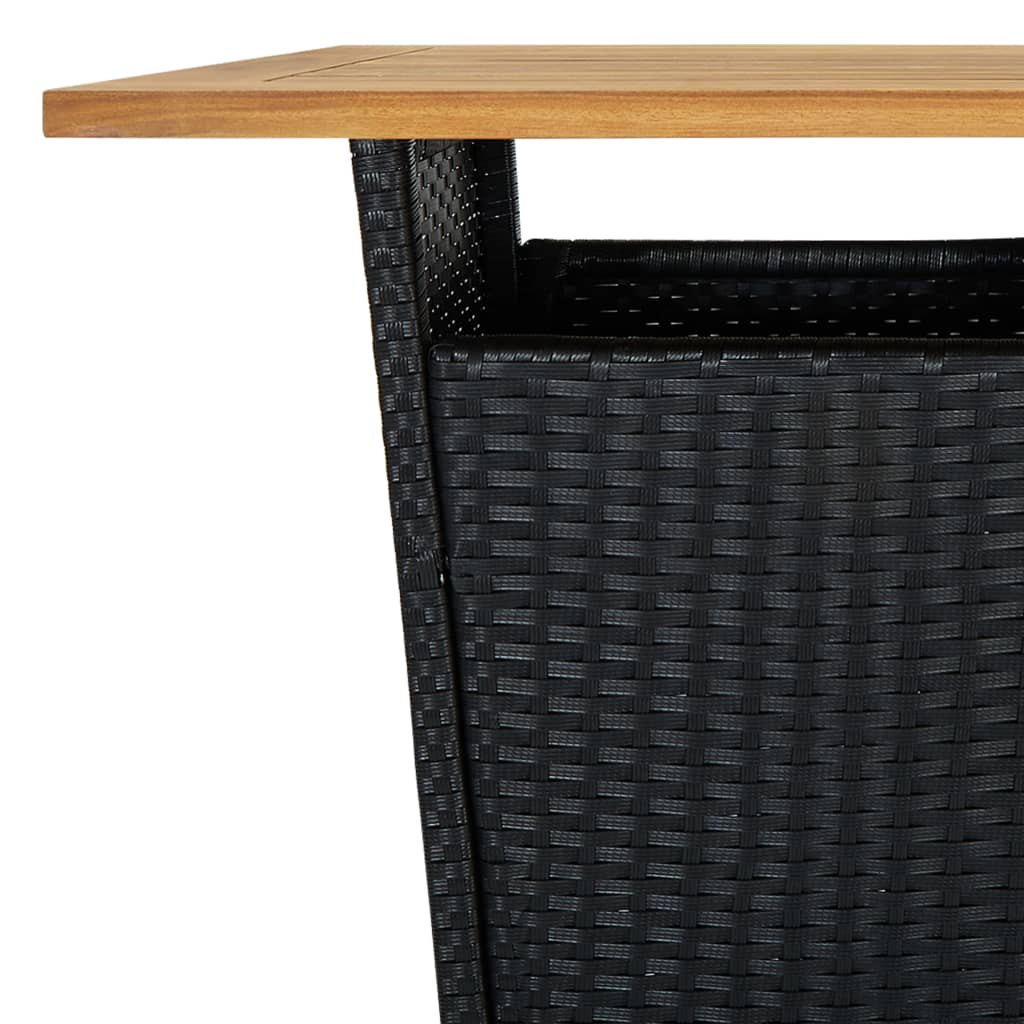 Set mobilier bar de grădină cu perne, 5 piese, negru, poliratan