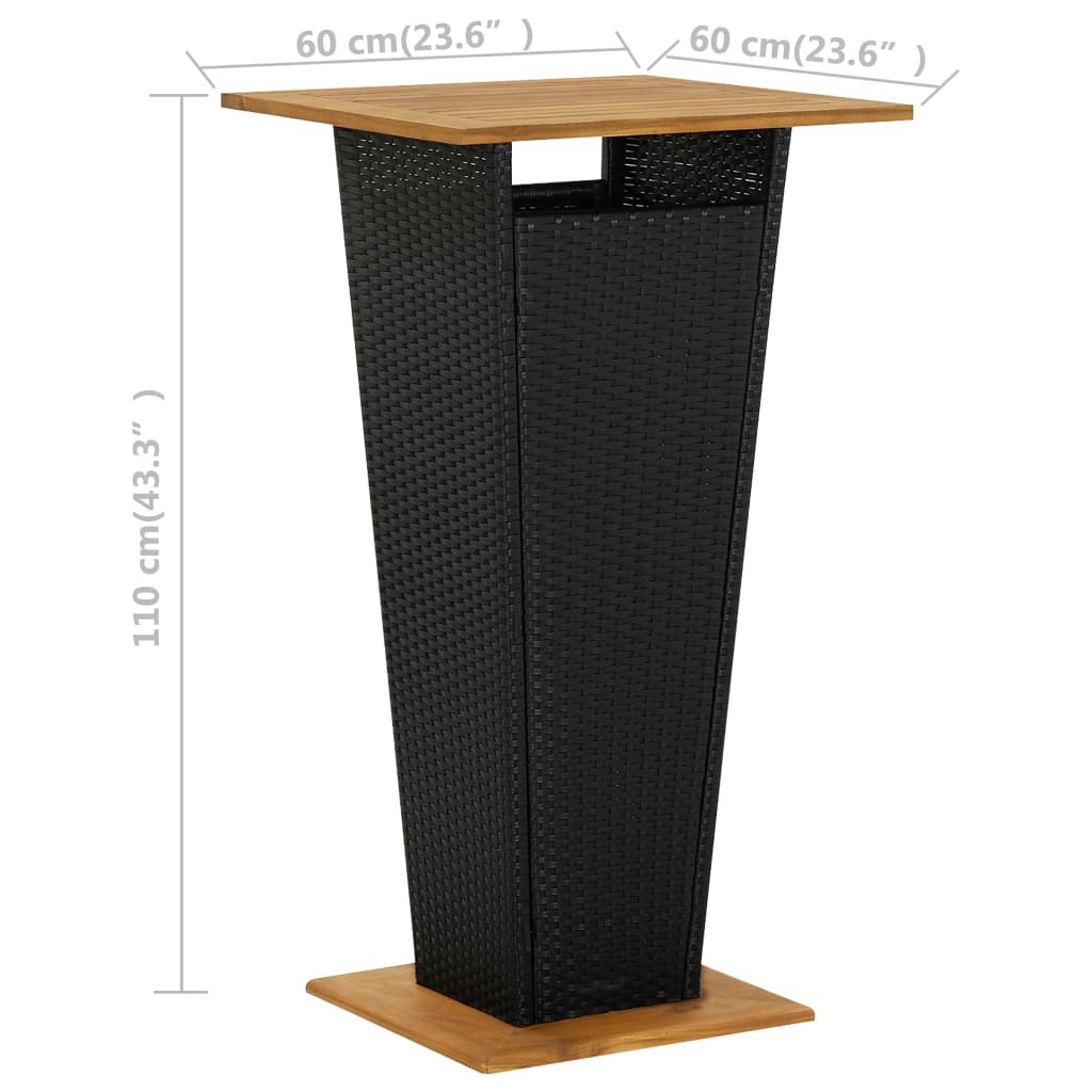 Set mobilier de bar de grădină, 3 piese, negru