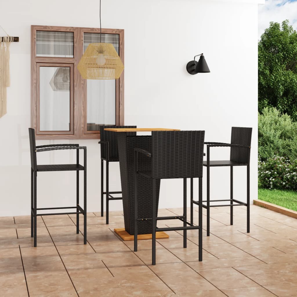 Set mobilier bar de gradină, 5 piese, negru - Lando