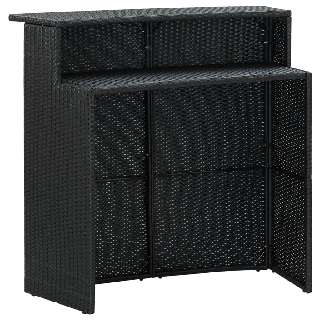 Set mobilier bar de grădină cu perne, 3 piese, negru - Lando