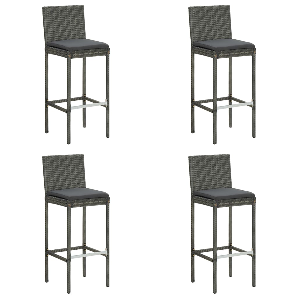 Set mobilier de bar de grădină cu perne, 5 piese, gri