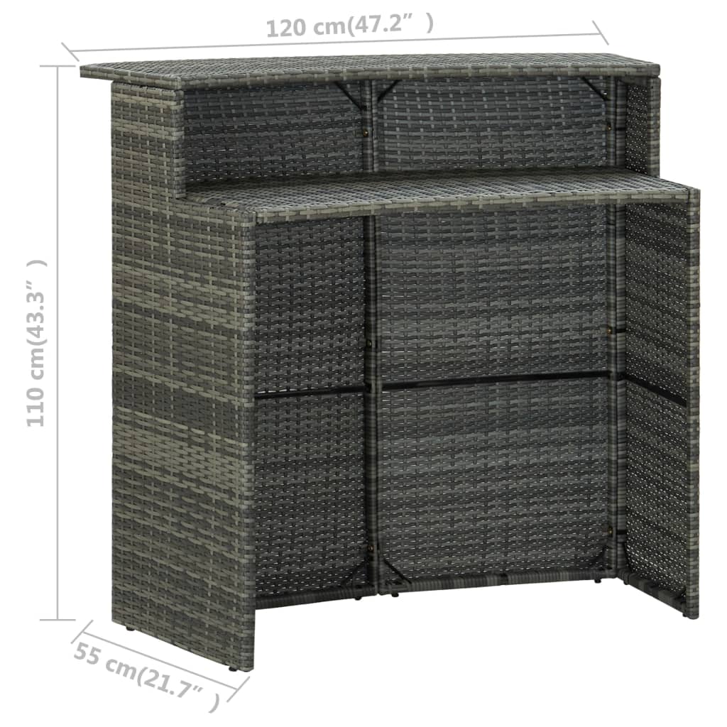 Set mobilier de bar de grădină cu perne, 5 piese, gri