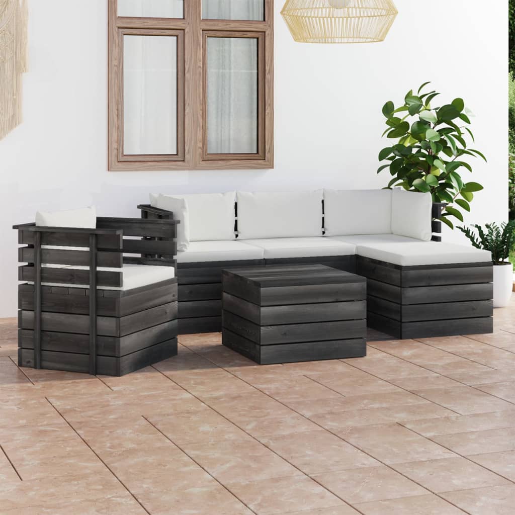 Set mobilier grădină paleți cu perne 6 piese lemn masiv pin - Lando