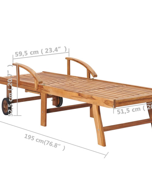 Загрузите изображение в средство просмотра галереи, Șezlong cu pernă și masă, lemn masiv de tec
