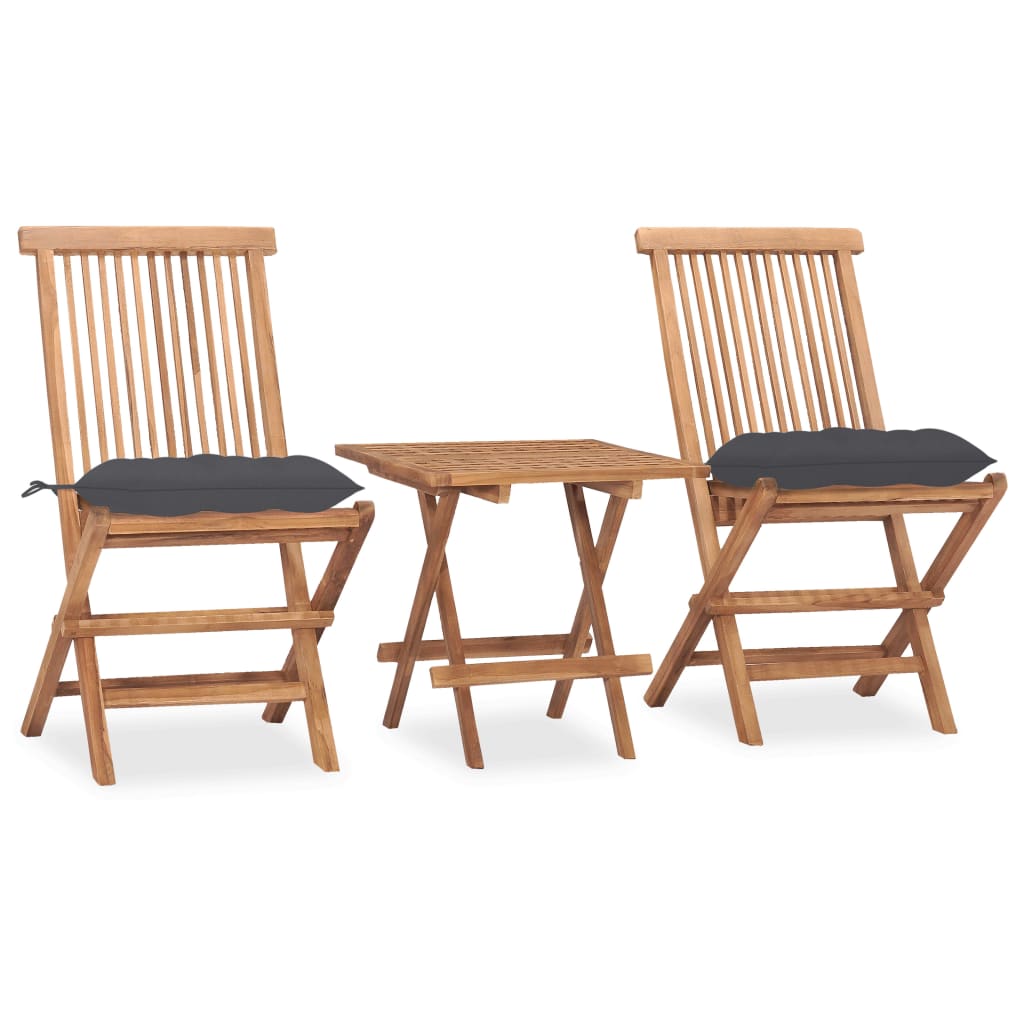 Set mobilier exterior pliabil cu perne, 3 piese, lemn masiv tec - Lando