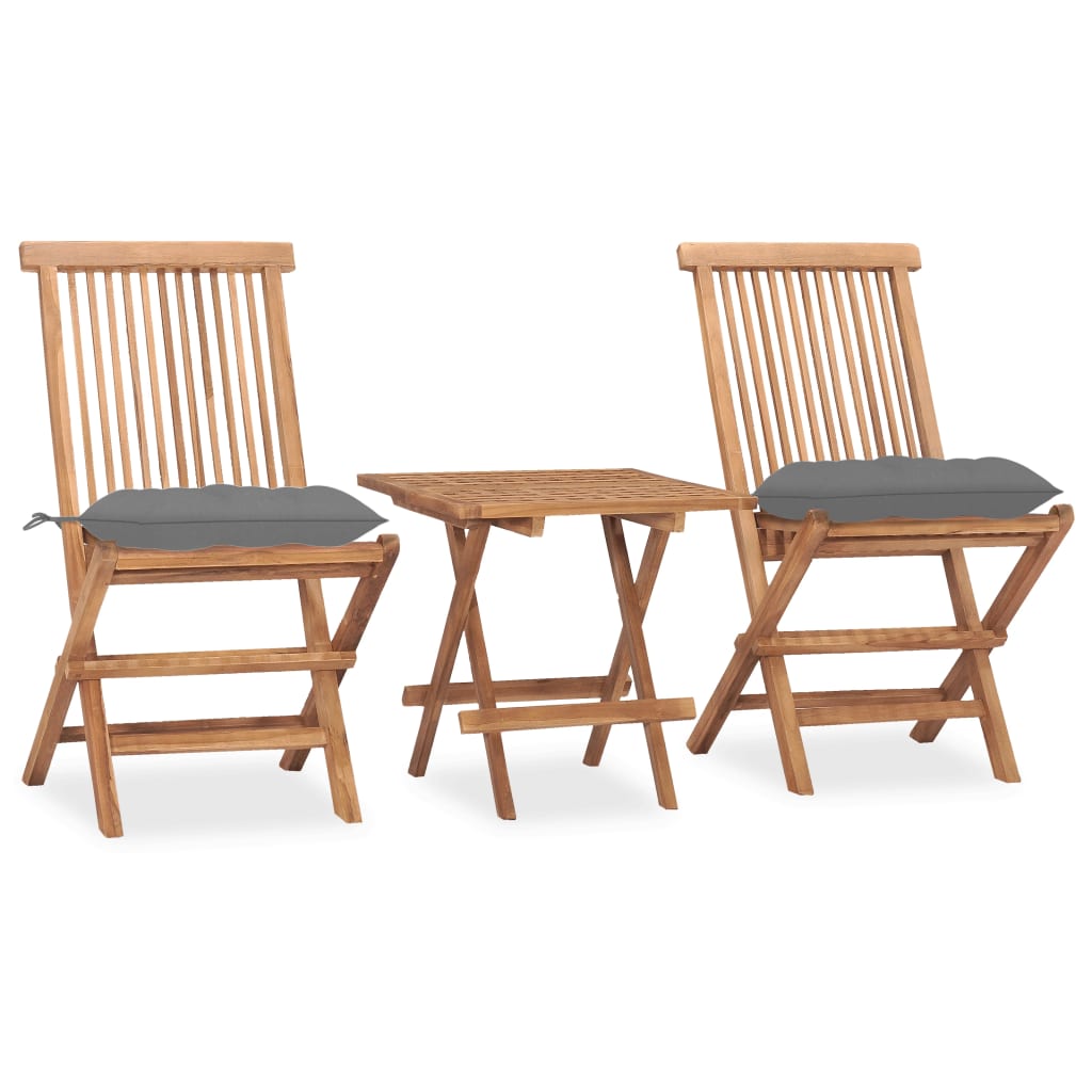 Set mobilier exterior pliabil cu perne, 3 piese, lemn masiv tec - Lando