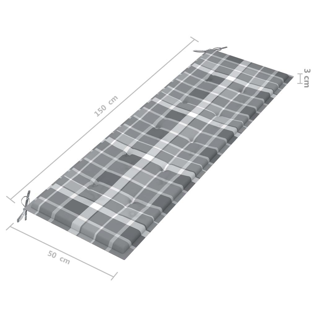 Bancă de grădină stivuibilă cu pernă, 159 cm, lemn masiv de tec