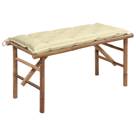 Bancă de grădină pliabilă cu pernă, 118 cm, bambus - Lando
