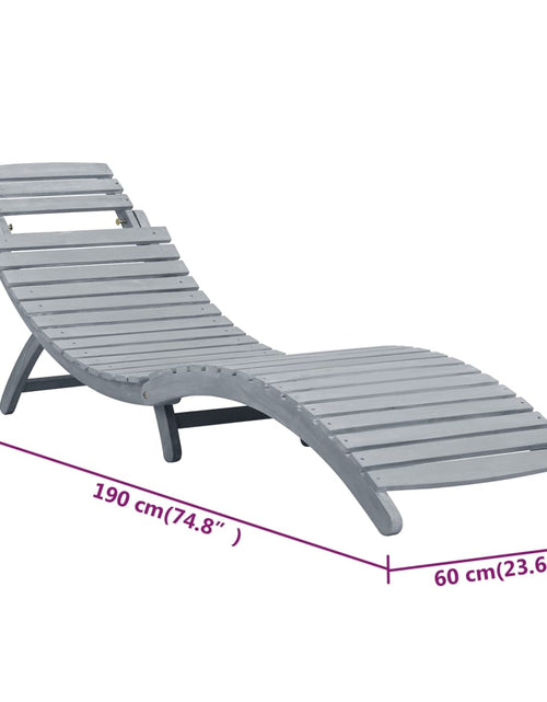 Загрузите изображение в средство просмотра галереи, Șezlong de grădină cu pernă gri, lemn masiv de acacia
