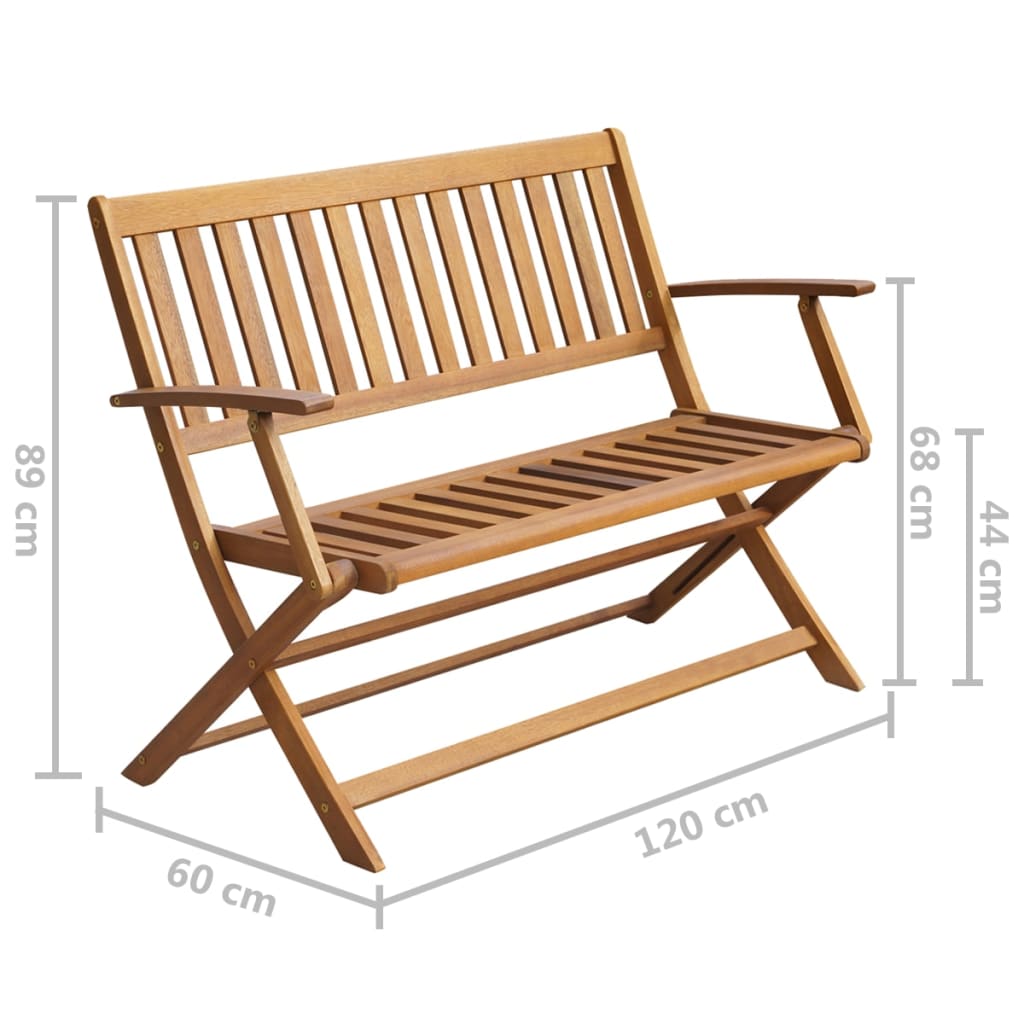 Bancă de grădină cu pernă, 120 cm, lemn masiv de acacia - Lando