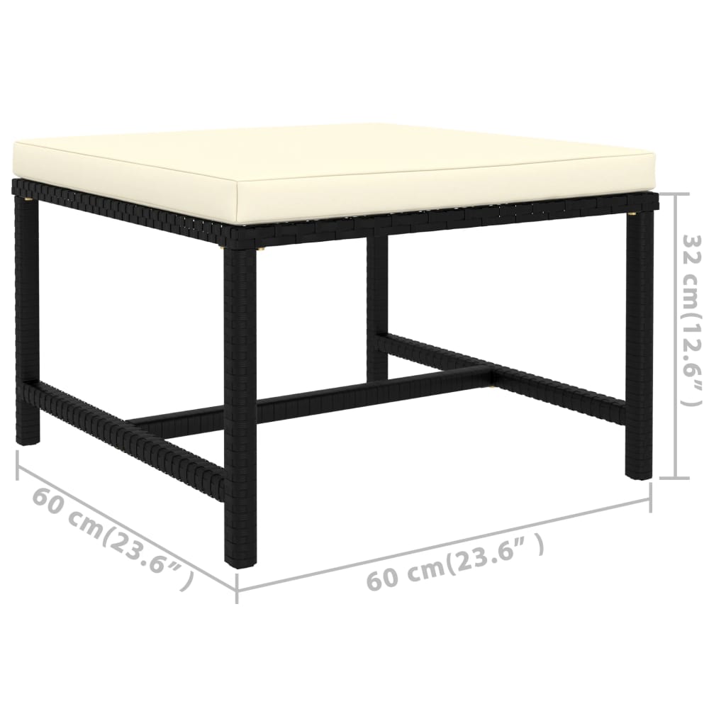 Set mobilier grădină cu perne, 5 piese, negru, poliratan