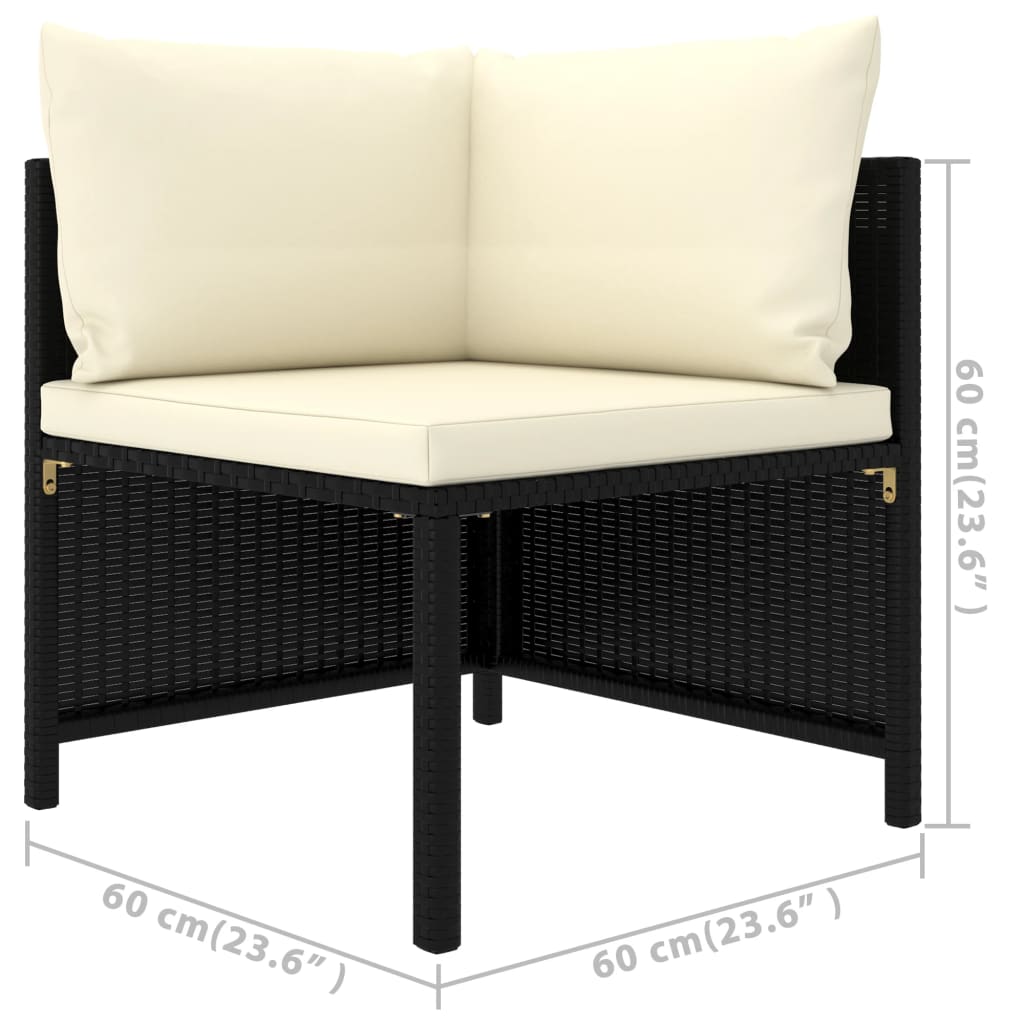 Set mobilier grădină cu perne, 5 piese, negru, poliratan