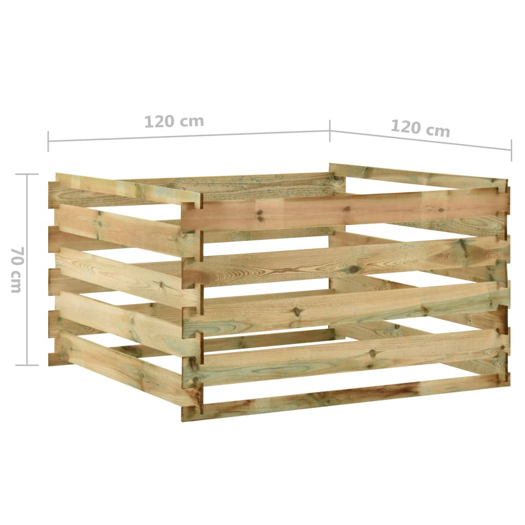 Compostor de grădină din șipci 120x120x70 cm lemn de pin tratat