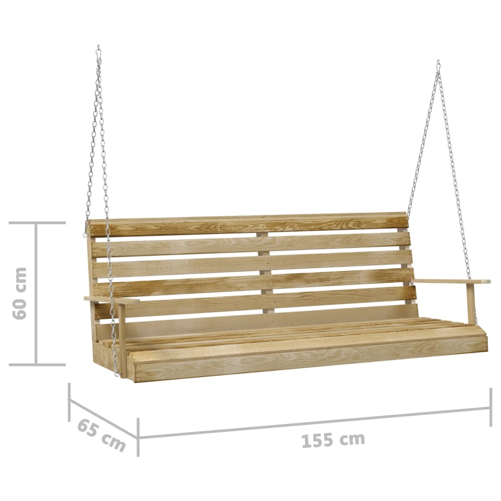 Bancă balansoar, 155x65x60 cm, lemn tratat de pin