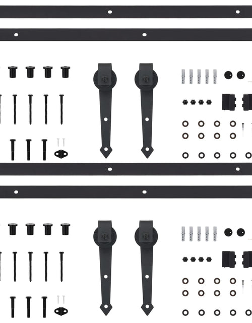 Загрузите изображение в средство просмотра галереи, Seturi de feronerie uși glisante, 2 buc., negru, 200 cm, oțel
