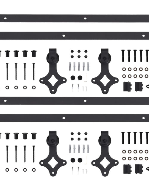 Загрузите изображение в средство просмотра галереи, Seturi feronerie uși glisante, 2 buc., negru, 183 cm, oțel
