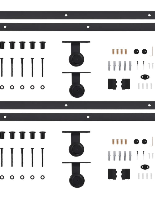 Încărcați imaginea în vizualizatorul Galerie, Set feronerie uși glisante, 2 buc., negru, 183 cm, oțel - Lando
