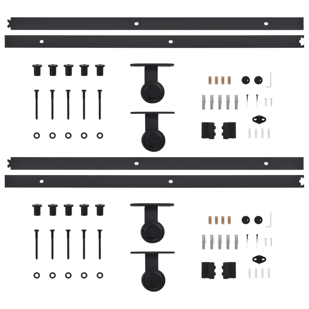 Set feronerie uși glisante, 2 buc., negru, 183 cm, oțel - Lando