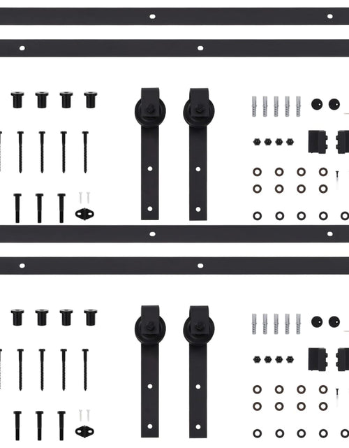Încărcați imaginea în vizualizatorul Galerie, Seturi feronerie uși glisante, 2 buc., negru, 183 cm, oțel - Lando
