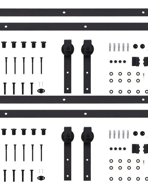 Загрузите изображение в средство просмотра галереи, Seturi de feronerie uși glisante, 2 buc., negru, 200 cm, oțel
